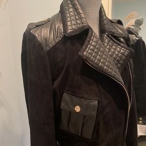 Just Cavalli suede and leather jacket with lots of fun details. Size 44 IT.